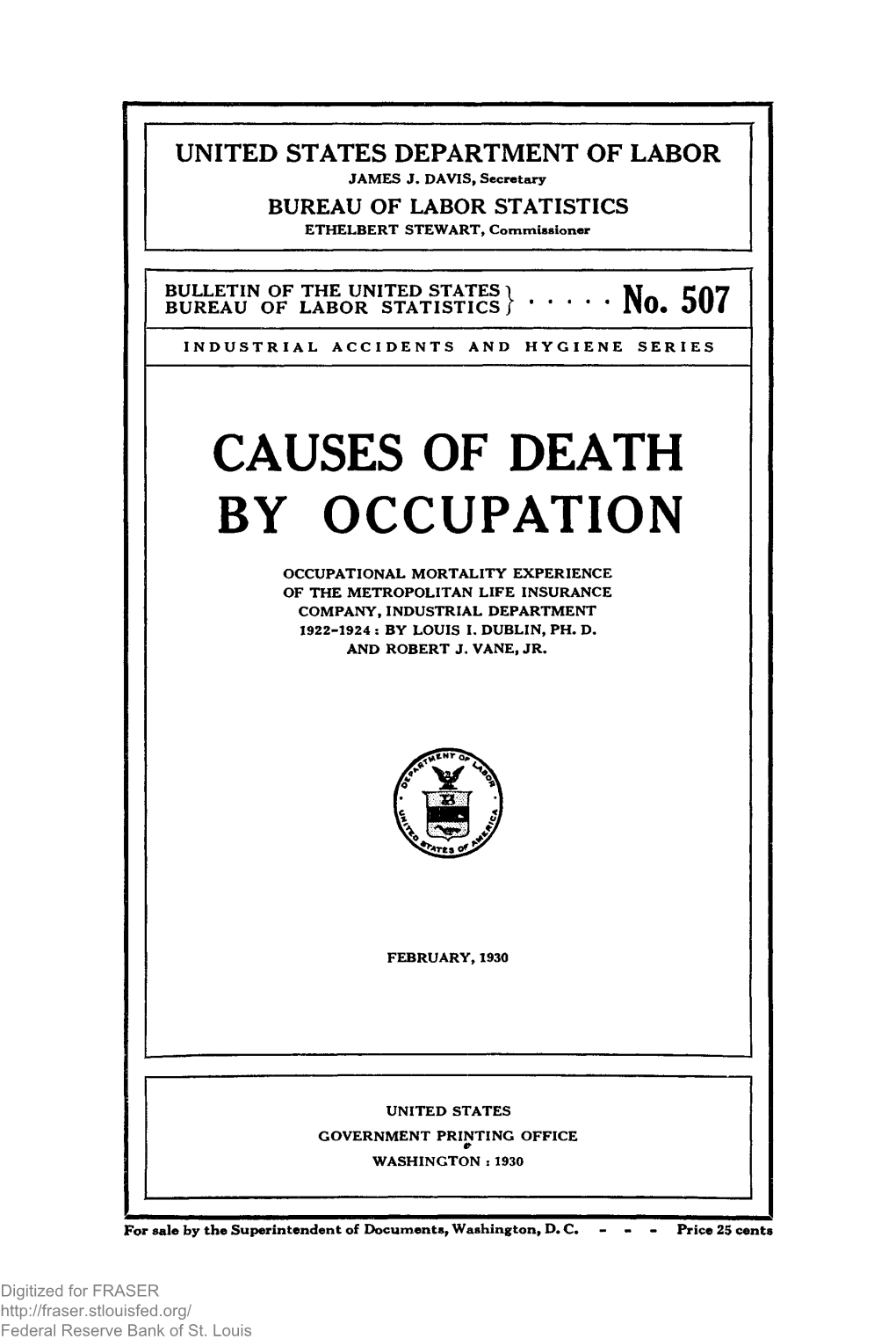 Causes of Death by Occupation