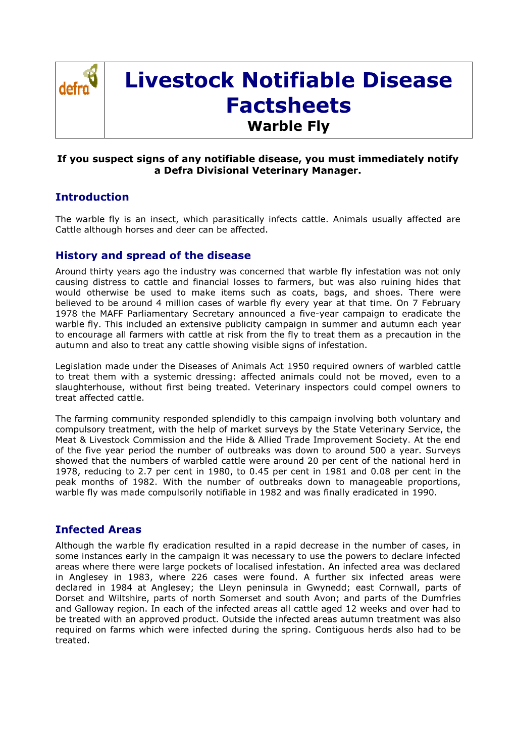 Disease Factsheet: Warble