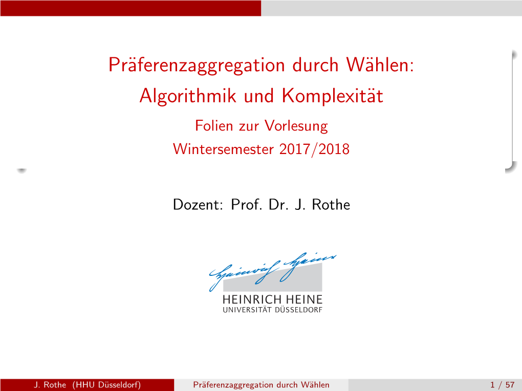 Präferenzaggregation Durch Wählen: Algorithmik Und Komplexität