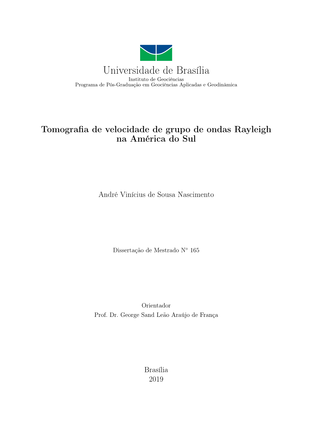 Tomografia De Velocidade De Grupo De Ondas Rayleigh Na América Do