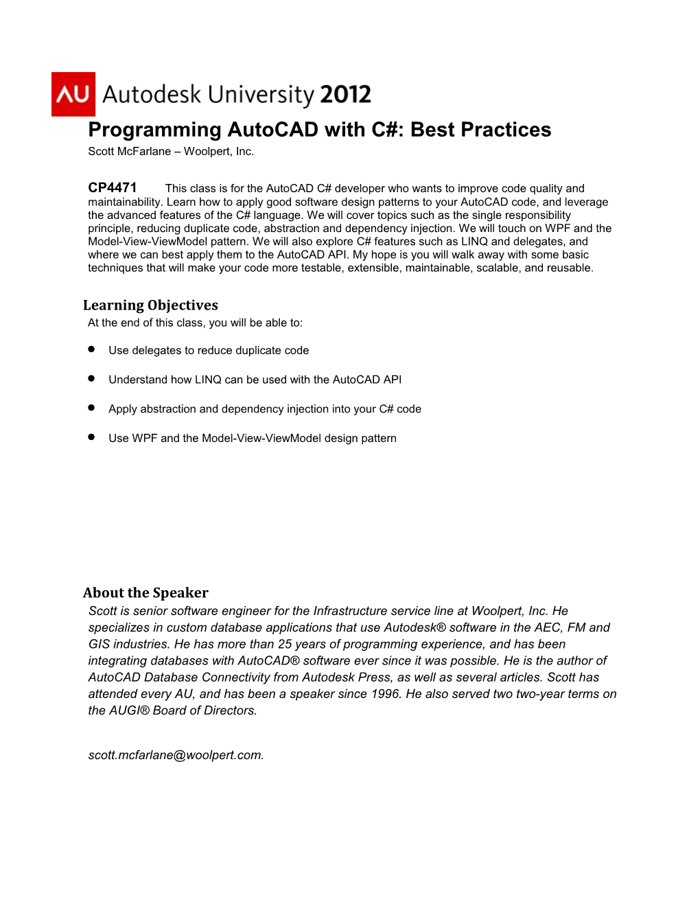 Programming Autocad with C#: Best Practices