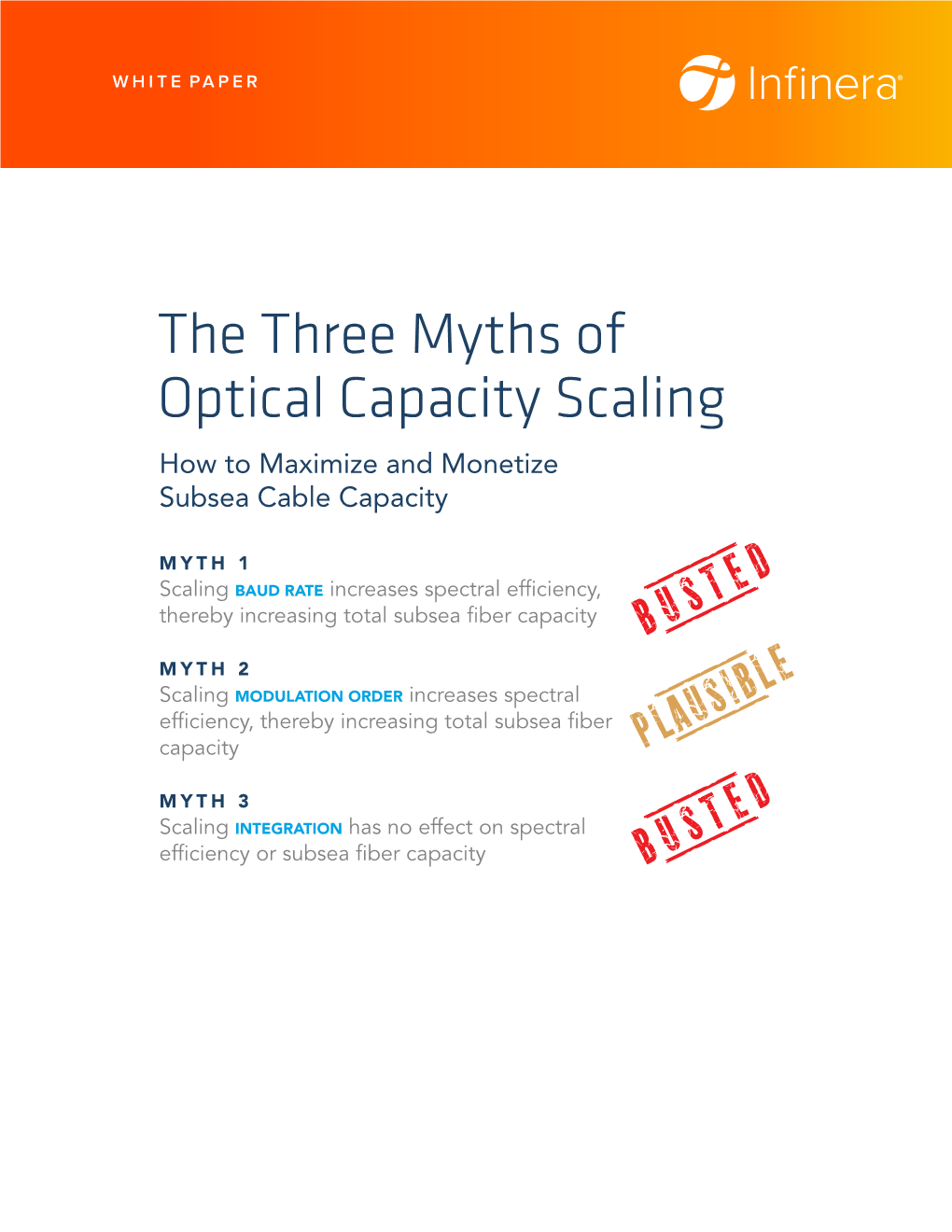 The Three Myths of Optical Capacity Scaling How to Maximize and Monetize Subsea Cable Capacity