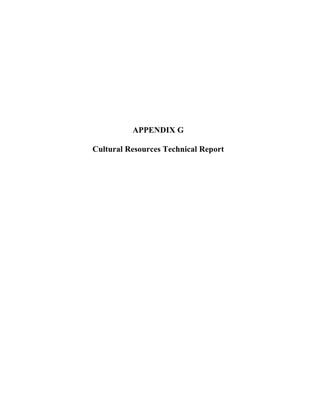 Cultural Resources Technical Report