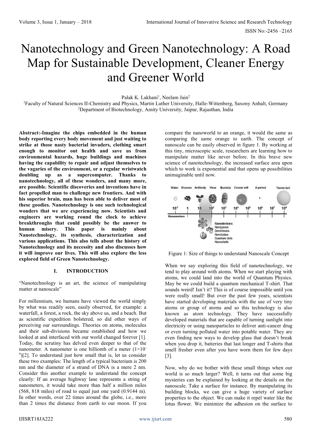 Nanotechnology and Green Nanotechnology: a Road Map for Sustainable Development, Cleaner Energy and Greener World