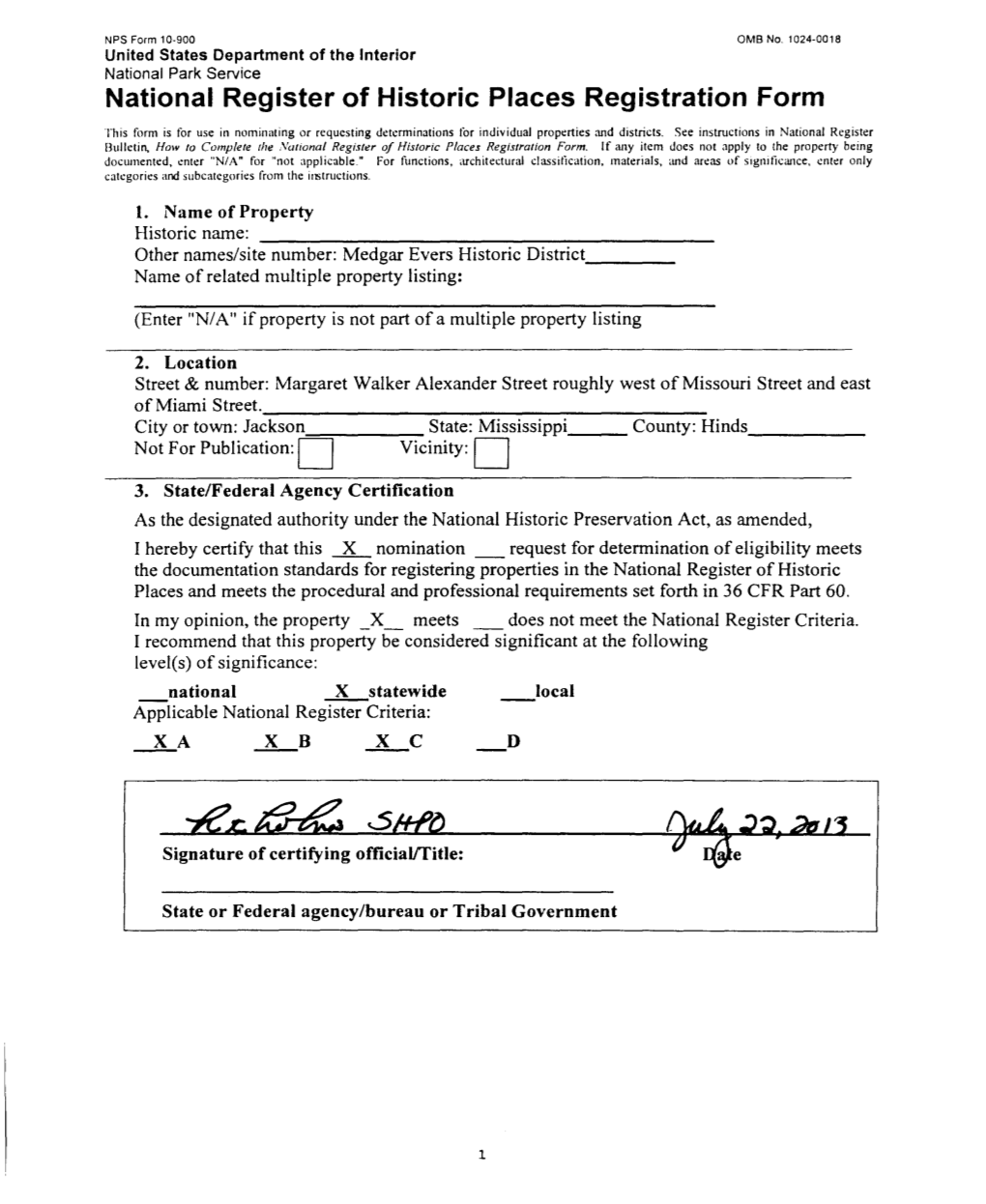 National Register of Historic Places Registration Form