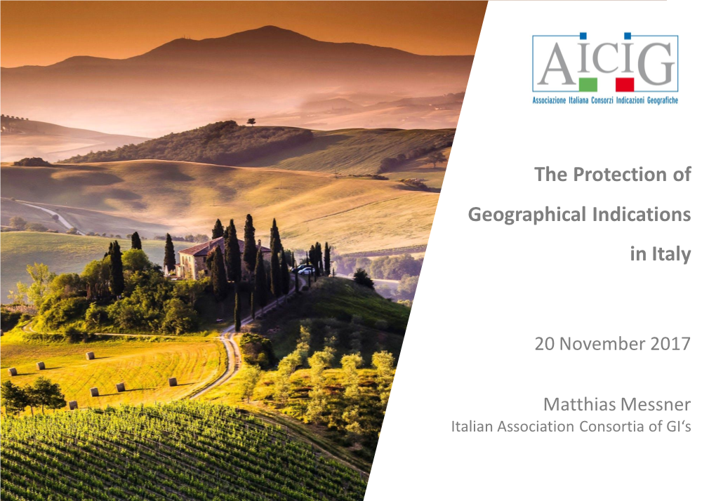 The Protection of Geographical Indications in Italy