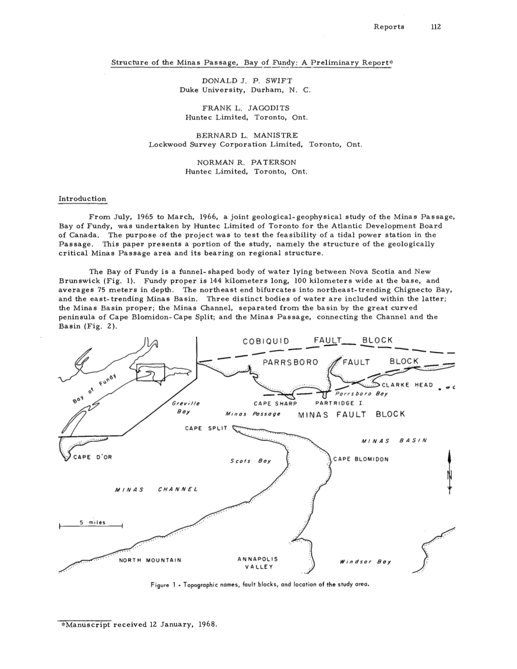 R E P O R T S 112 Structure of the Minas Passage, Bay of Fundy: A