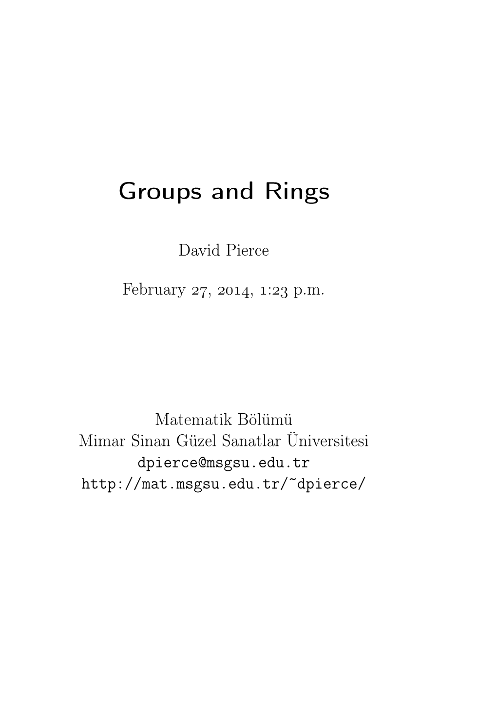Groups and Rings