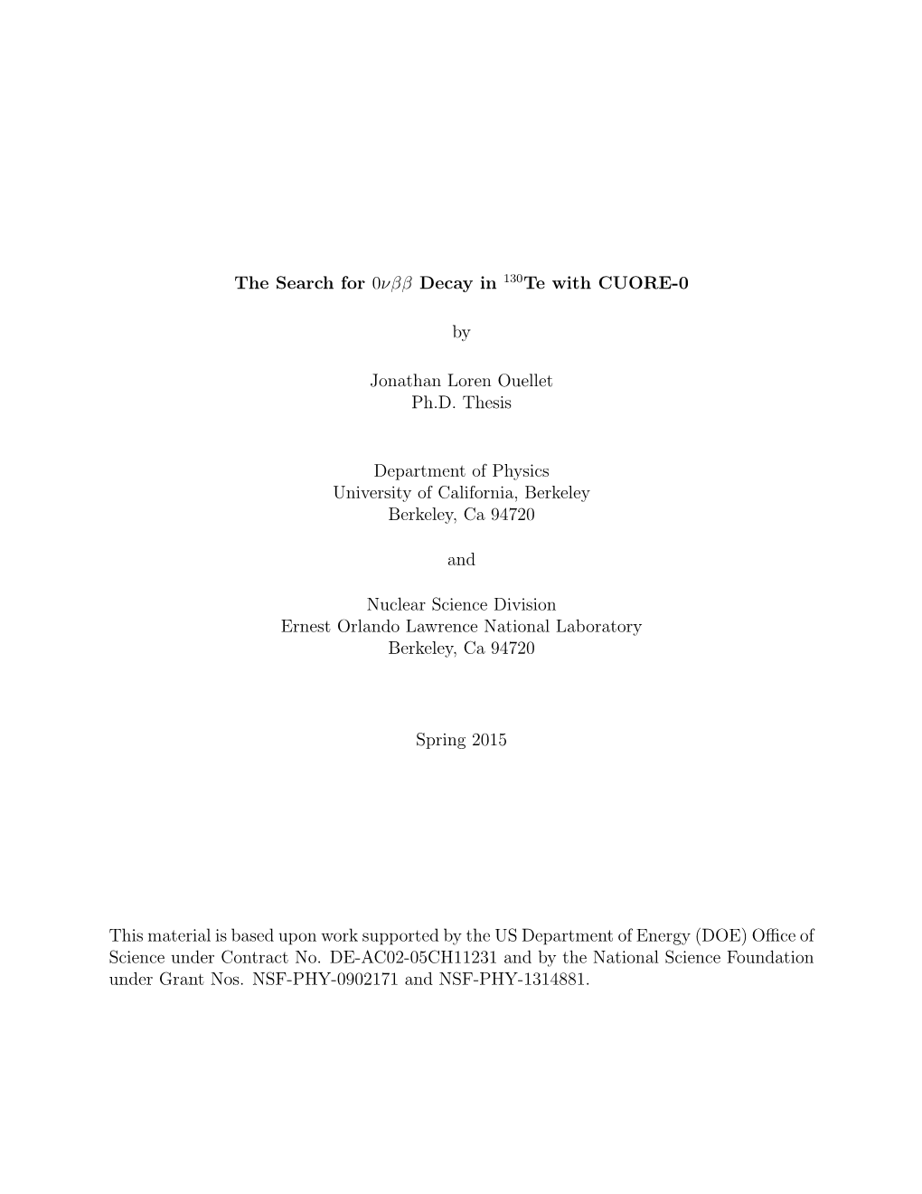 The Search for 0Νββ Decay in 130Te with CUORE-0 by Jonathan Loren