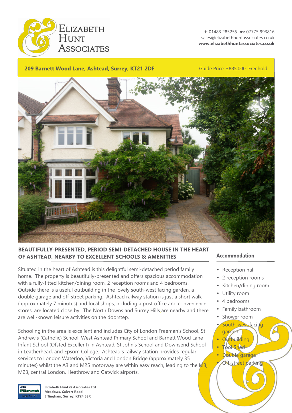 209 Barnett Wood Lane, Ashtead, Surrey, KT21 2DF Guide Price: £885,000 Freehold