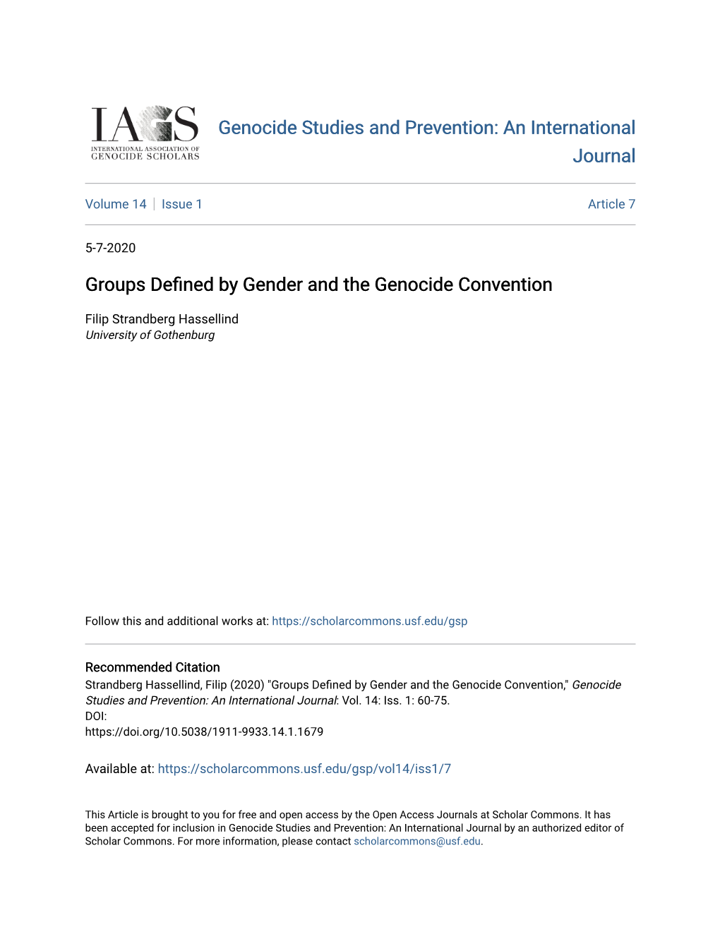 Groups Defined by Gender and the Genocide Convention,