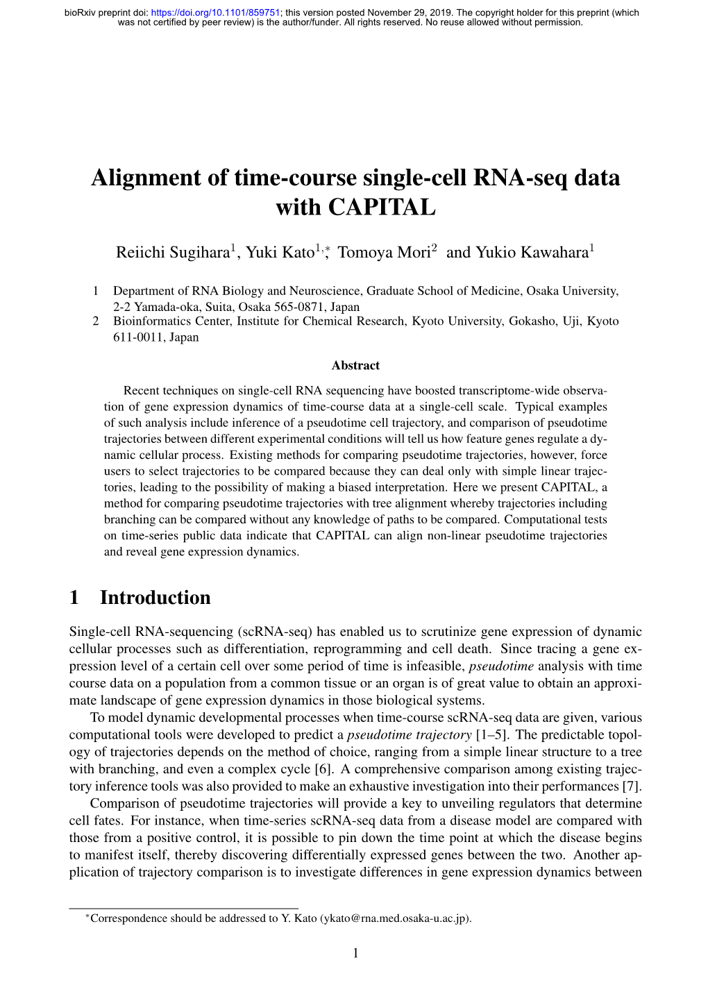 Alignment of Time-Course Single-Cell RNA-Seq Data with CAPITAL