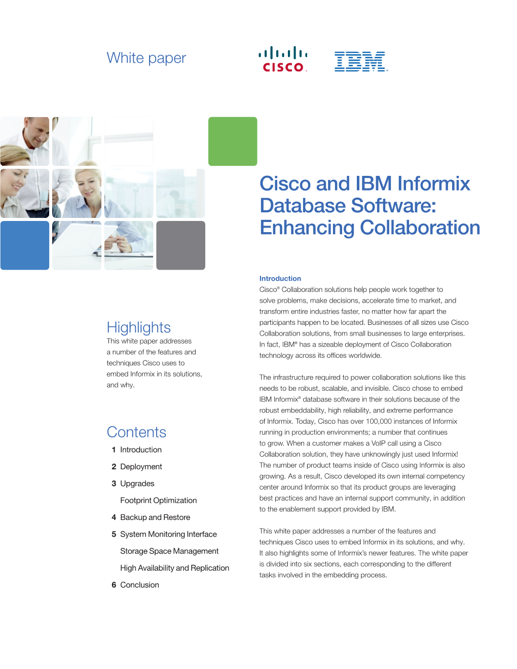 Cisco and IBM Informix Database Software: Enhancing Collaboration