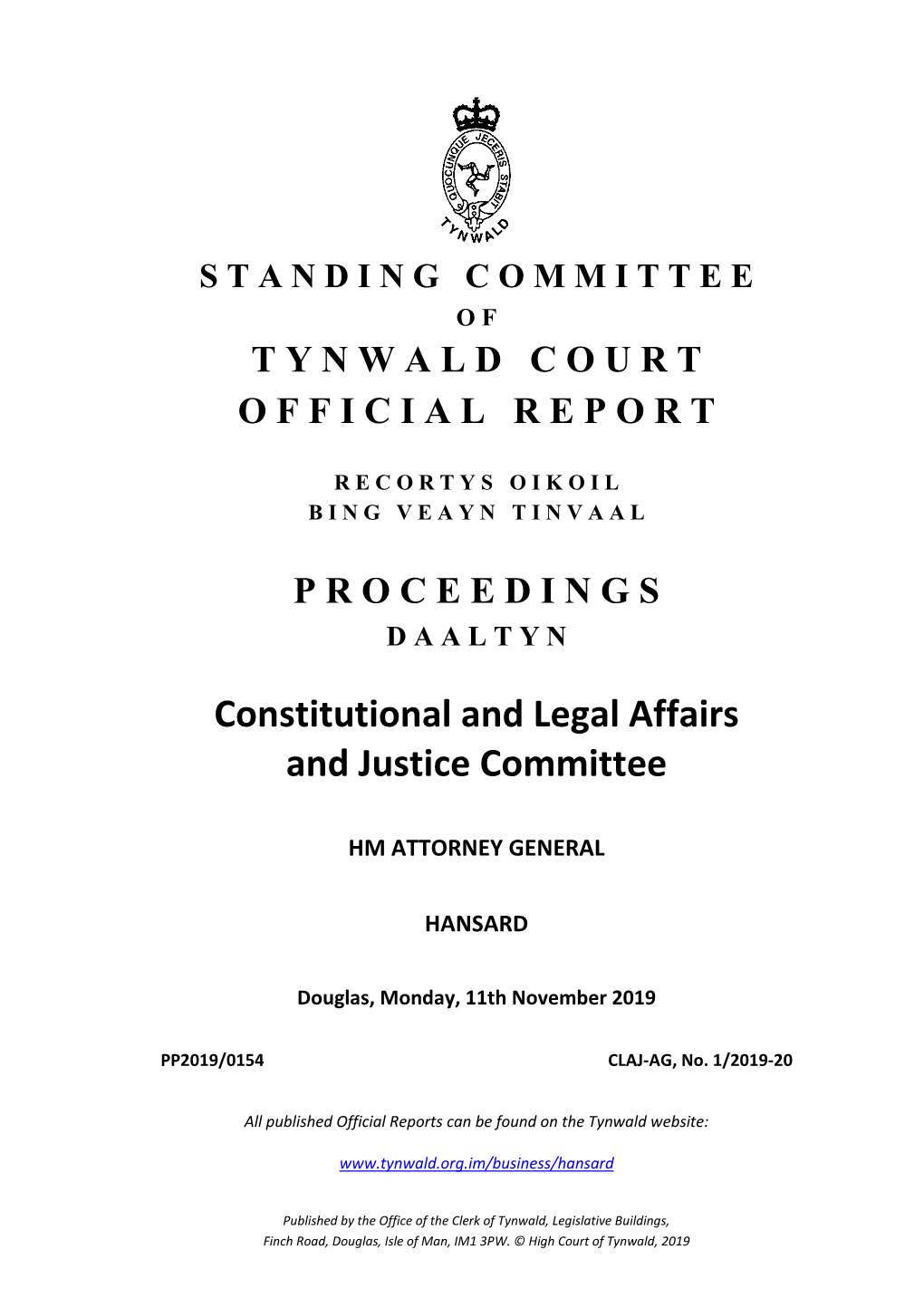 Hansard of Oral Evidence: 11 November 2019 HM Attorney General