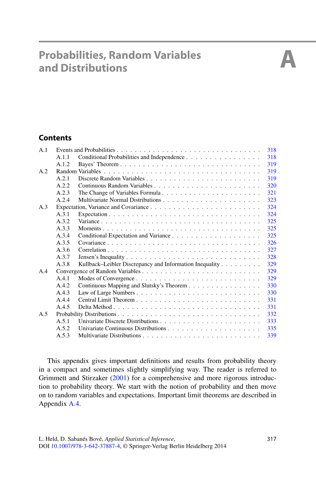 Probabilities, Random Variables and Distributions A