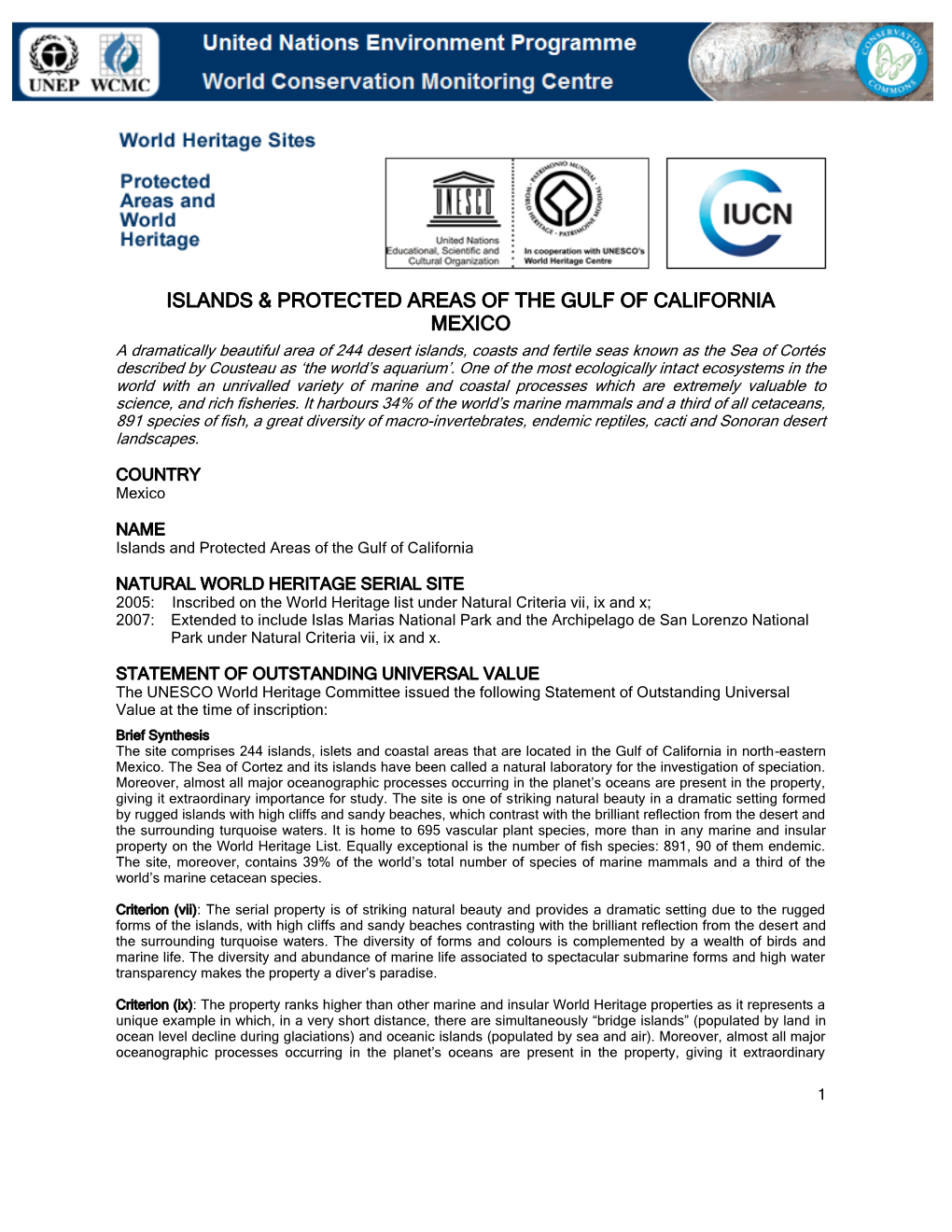 Islands & Protected Areas of the Gulf Of