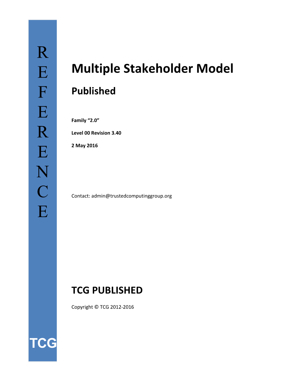 Multiple Stakeholder Model Revision 3.40