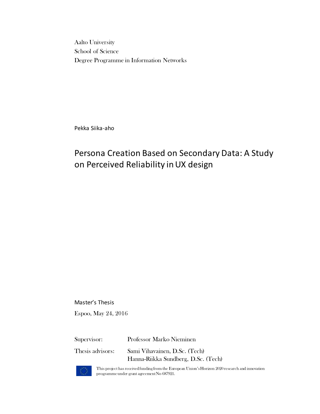 Persona Creation Based on Secondary Data: a Study on Perceived Reliability in UX Design