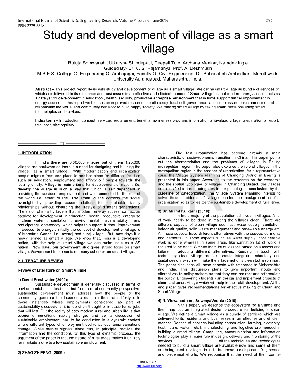 Study and Development of Village As a Smart Village