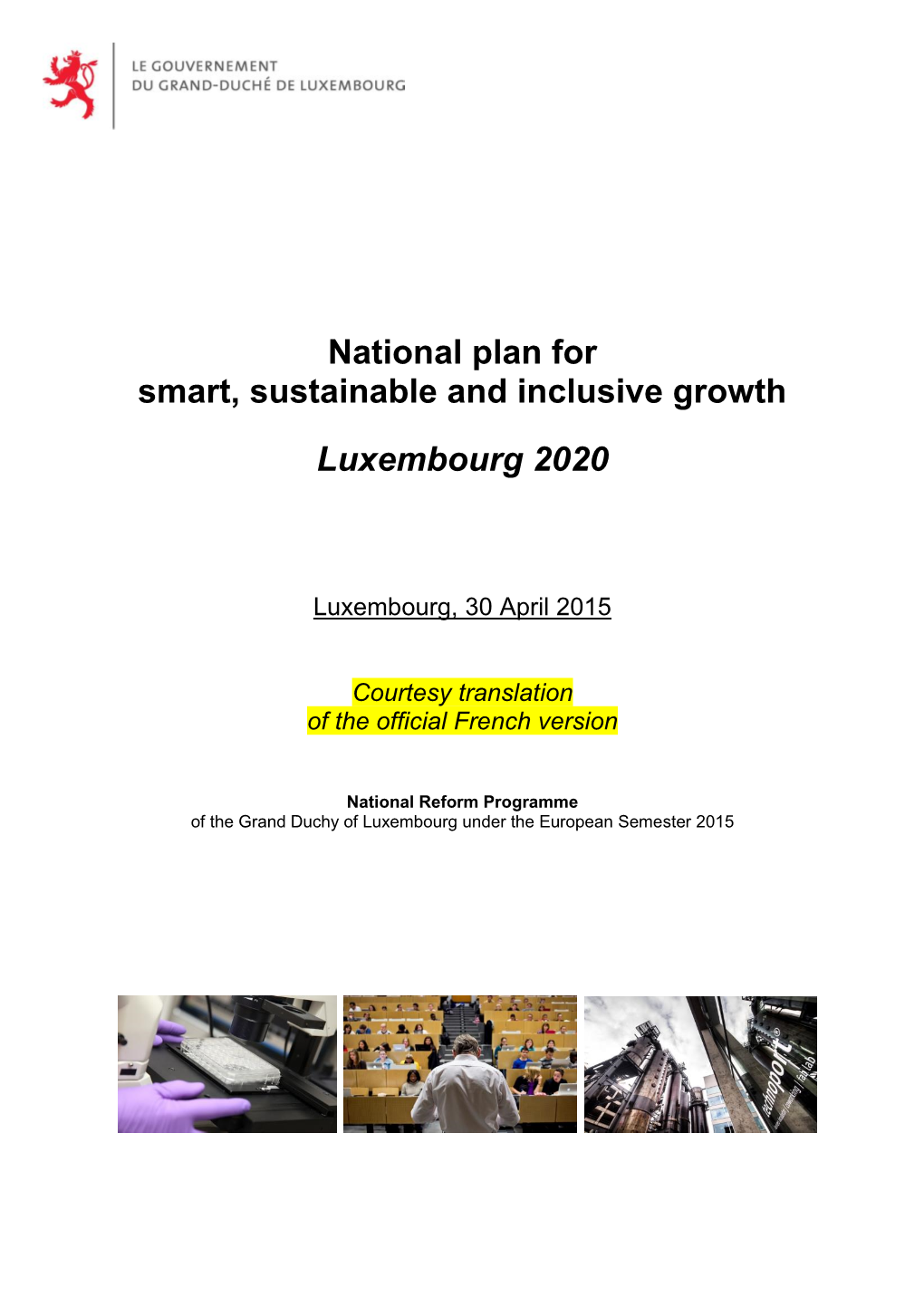 National Plan for Smart, Sustainable and Inclusive Growth Luxembourg