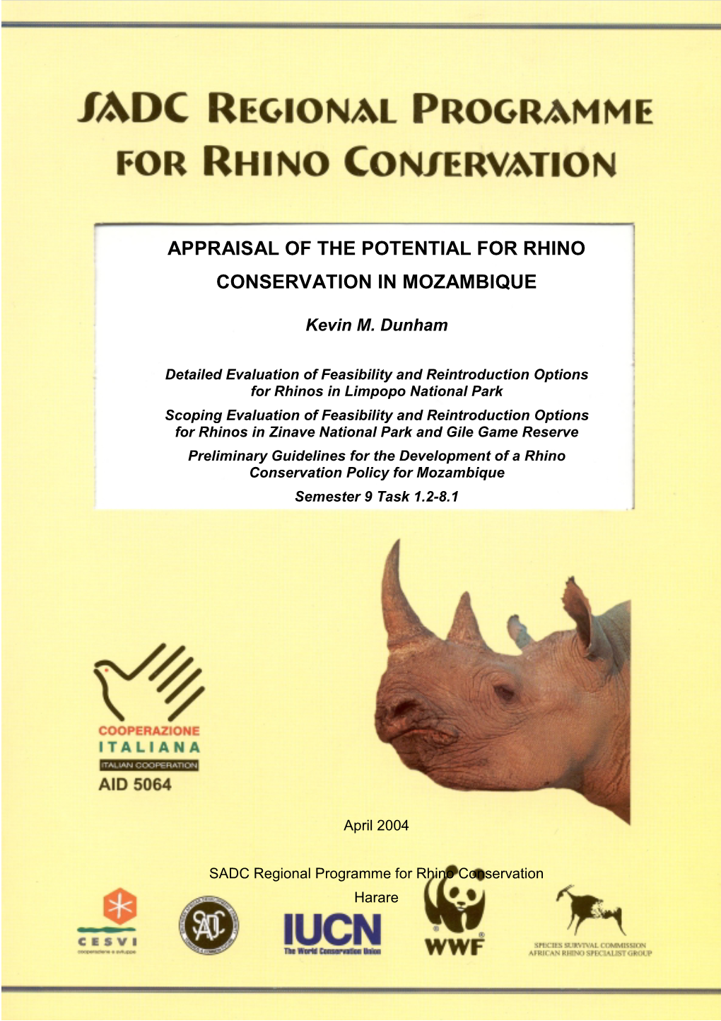 Appraisal of the Potential for Rhino Conservation in Mozambique