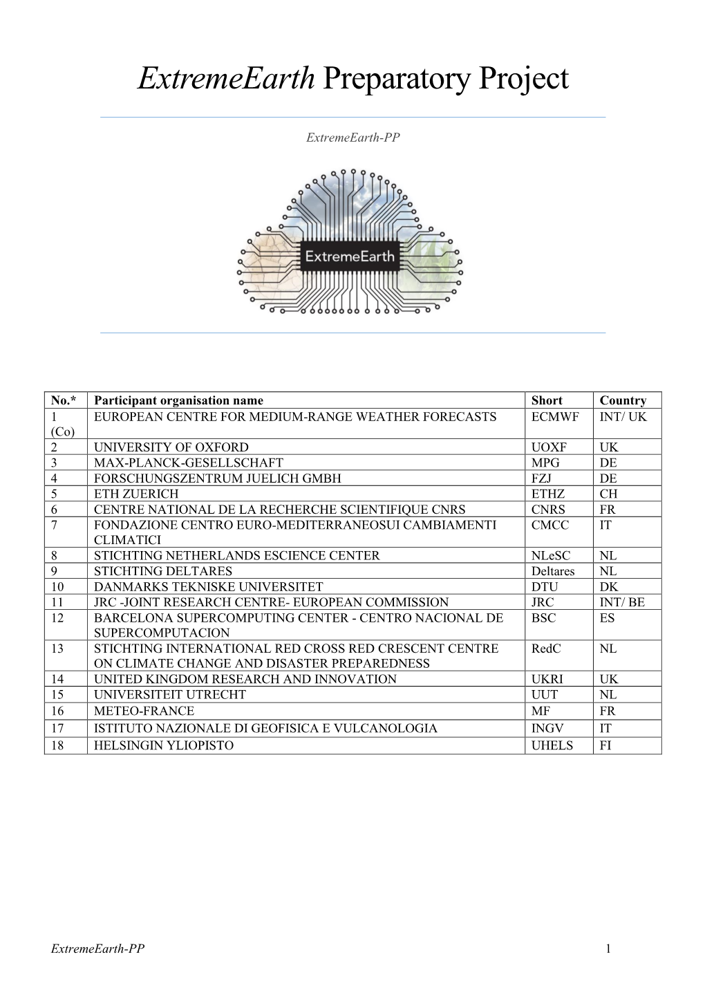 Extremeearth Preparatory Project