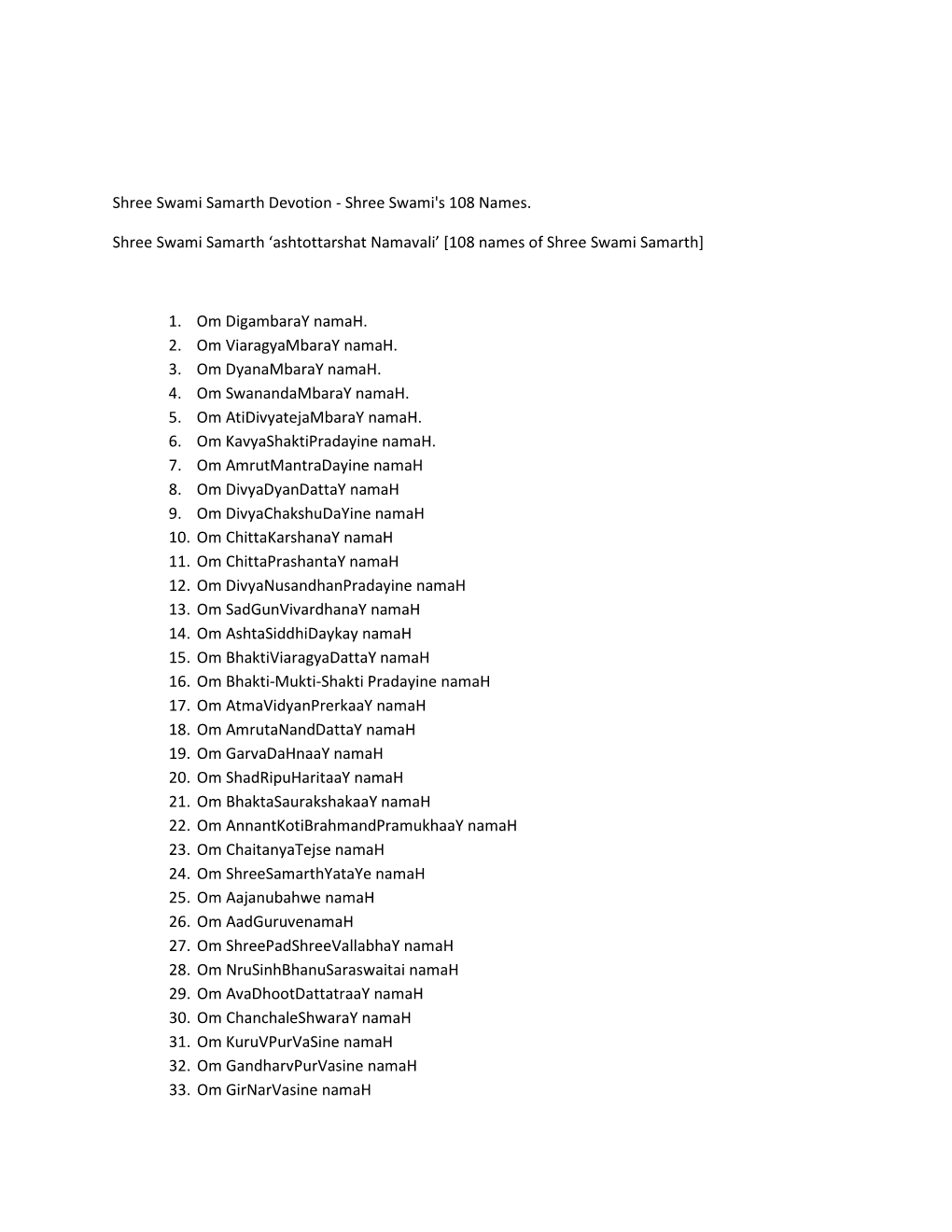 Shree Swami Samarth 108 Names .Pdf