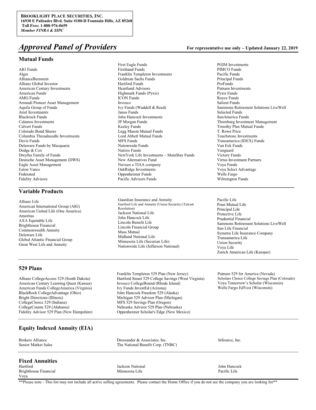 Approved Panel of Providers