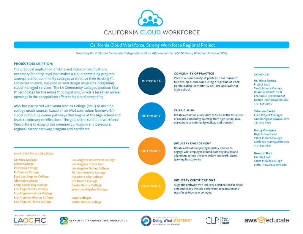 California Cloud Workforce, Strong Workforce Regional Project