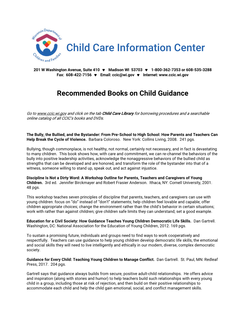 Recommended Books on Child Guidance