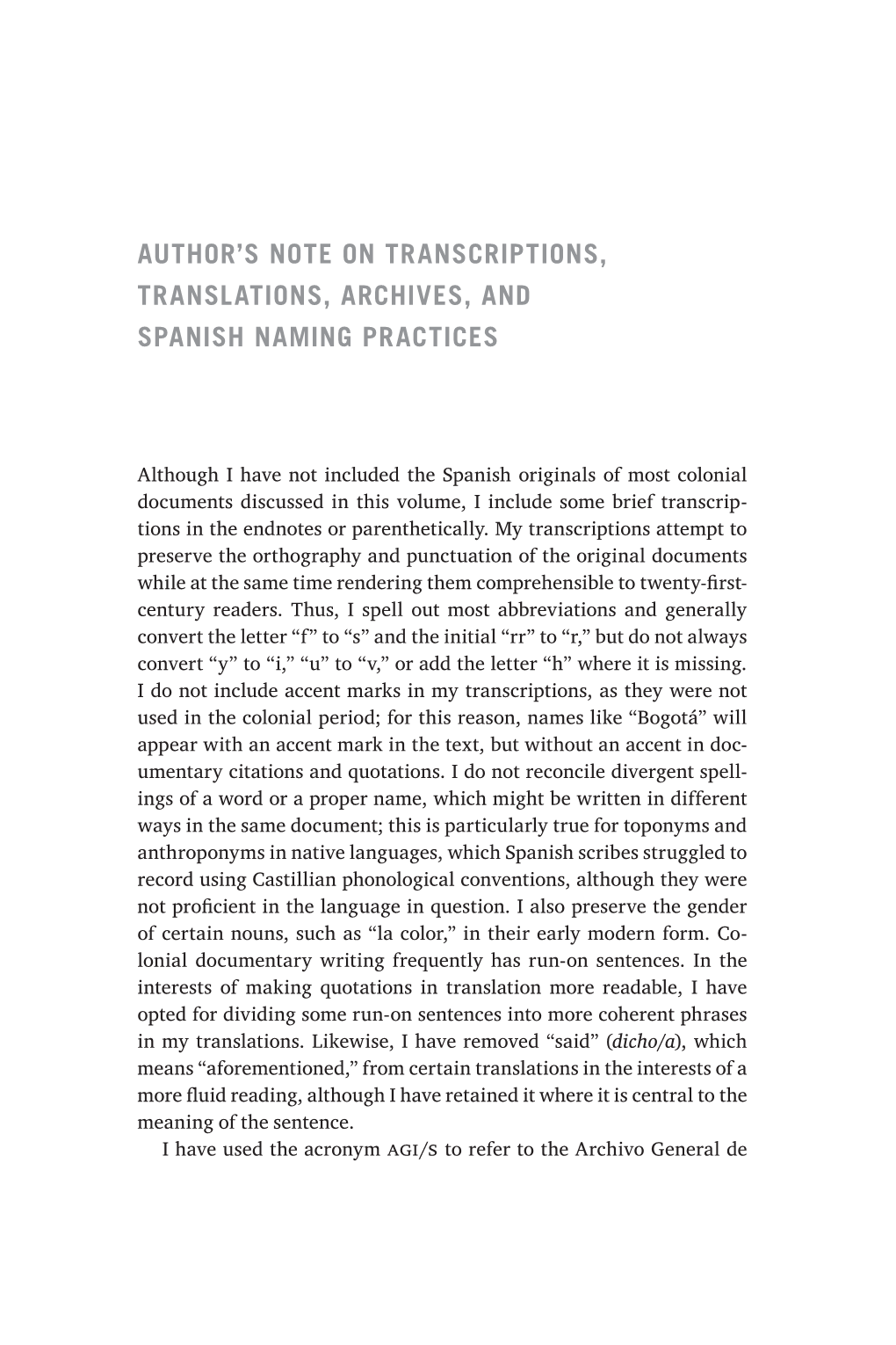 Author's Note on Transcriptions