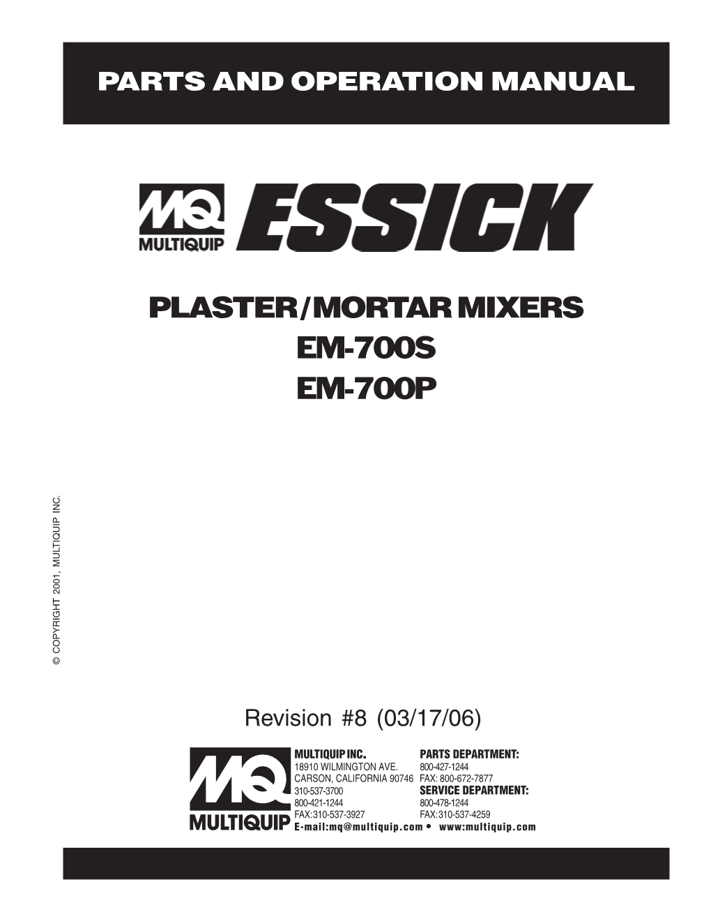 Plaster/Mortar Mixers Em-700S Em-700P
