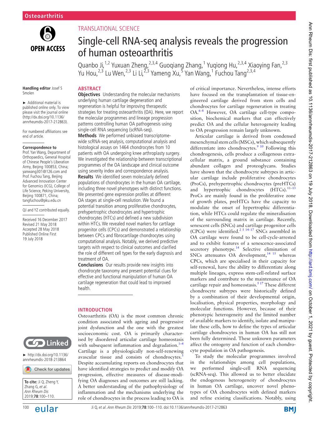 Single-Cell RNA-Seq Analysis Reveals the Progression of Human