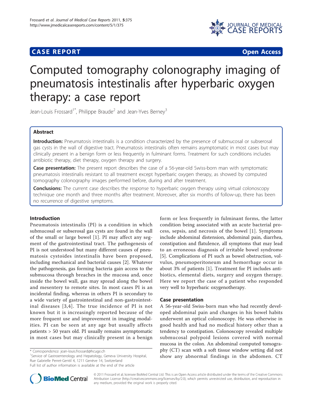 Computed Tomography Colonography Imaging of Pneumatosis Intestinalis