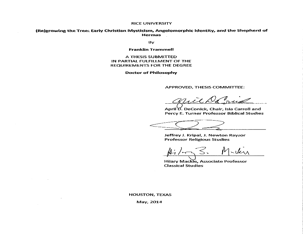 Growing the Tree: Early Christian Mysticism, Angelomorphic Identity, and The