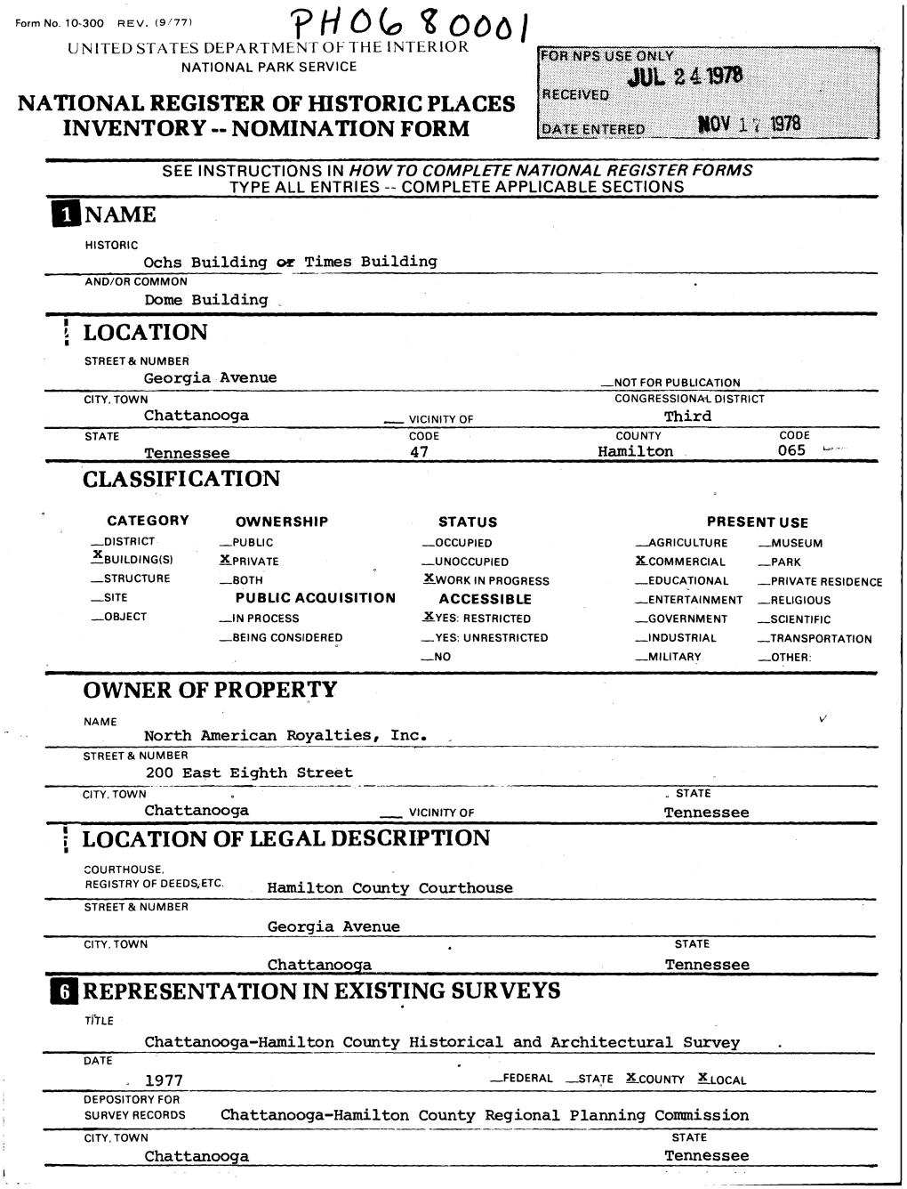 National Register of Historic Places Inventory -- Nomination Form