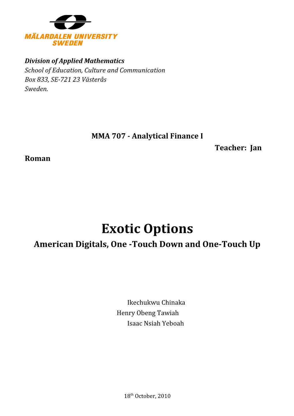 Division of Applied Mathematics