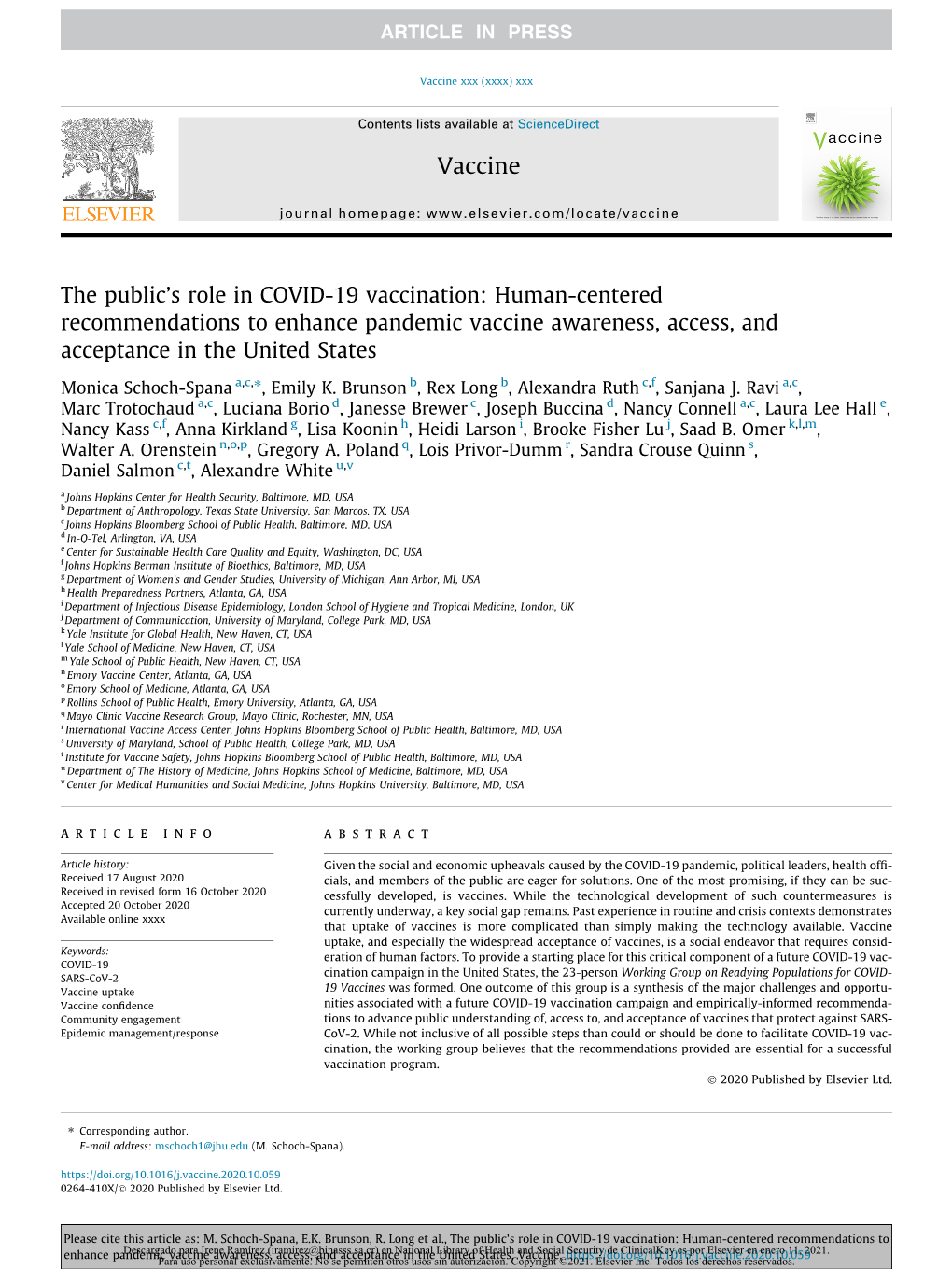 The Publicâ€™S Role in COVID-19 Vaccination