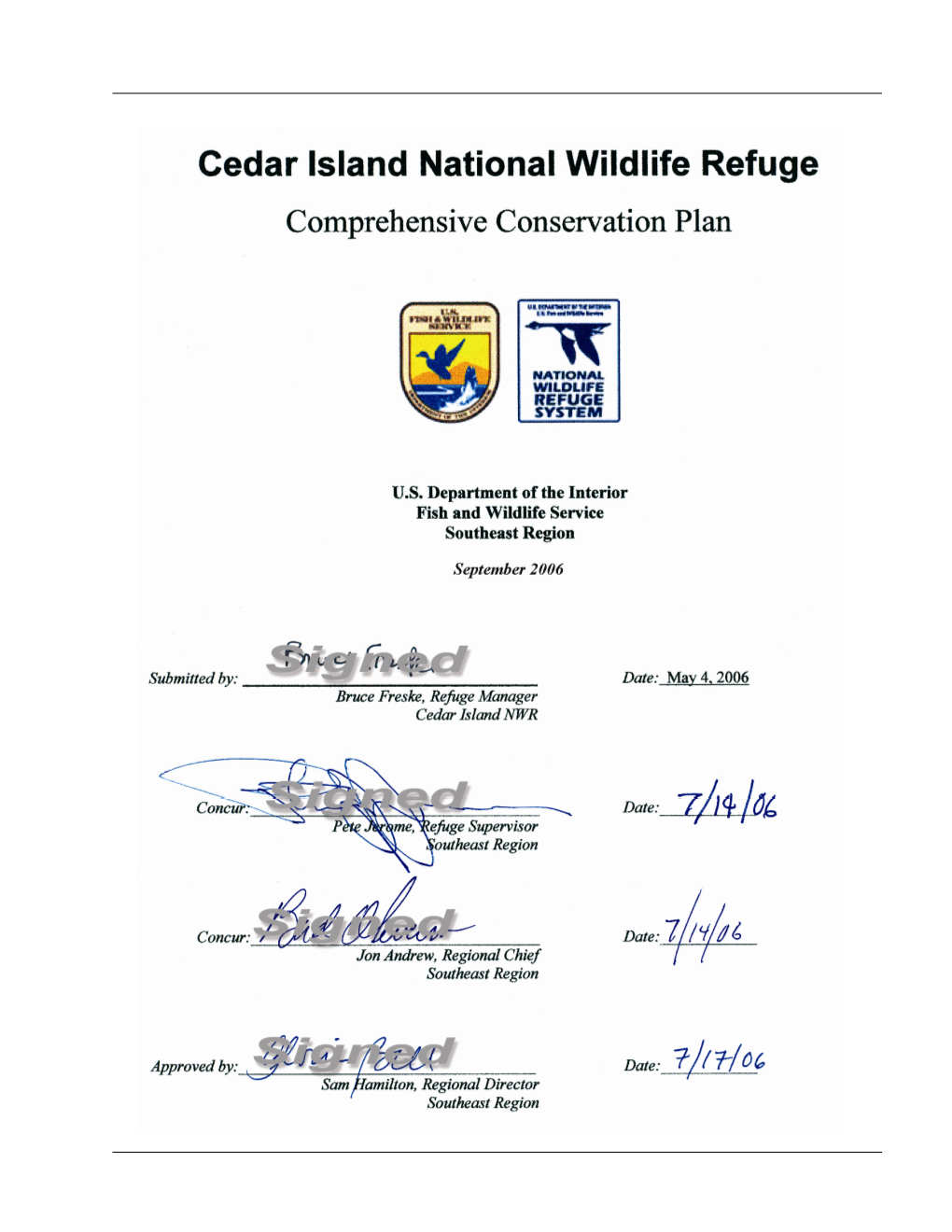 CEDAR ISLAND NATIONAL WILDLIFE REFUGE Carteret County, North Carolina