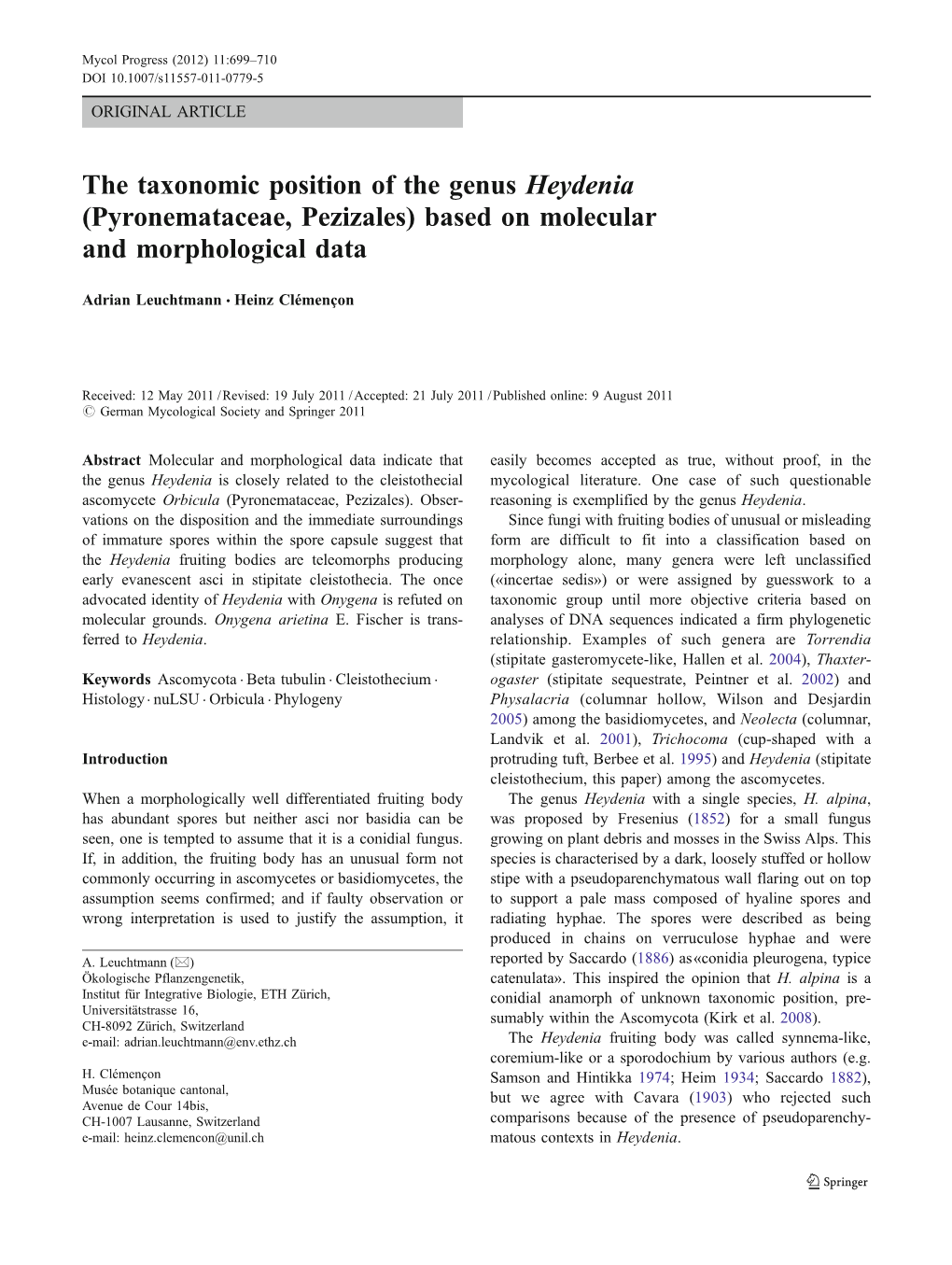 Pyronemataceae, Pezizales) Based on Molecular and Morphological Data