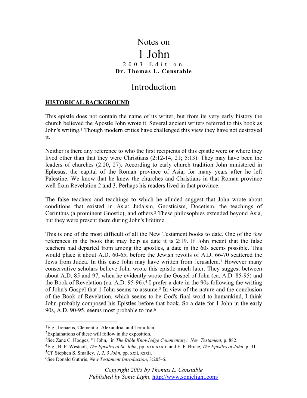 1 John 2003 Edition Dr