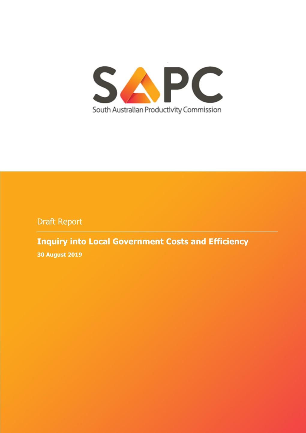 Draft Report Inquiry Into Local Government Costs and Efficiency