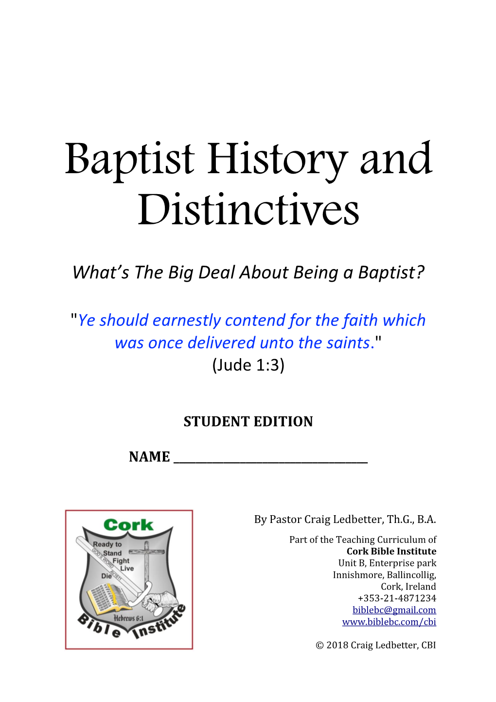 Baptist History and Distinctives
