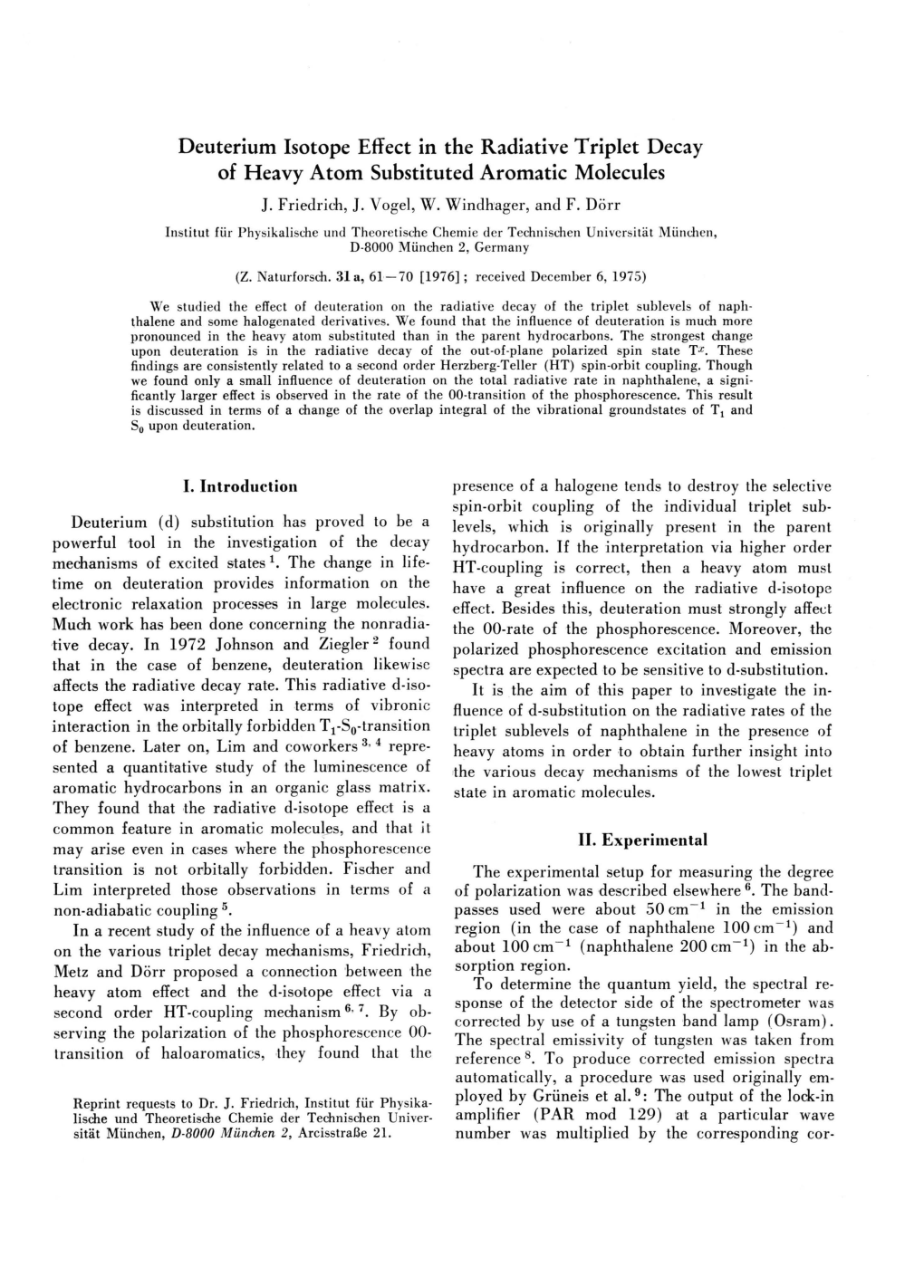 Deuterium Isotope Effect in the Radiative Triplet Decay of Heavy Atom Substituted Aromatic Molecules