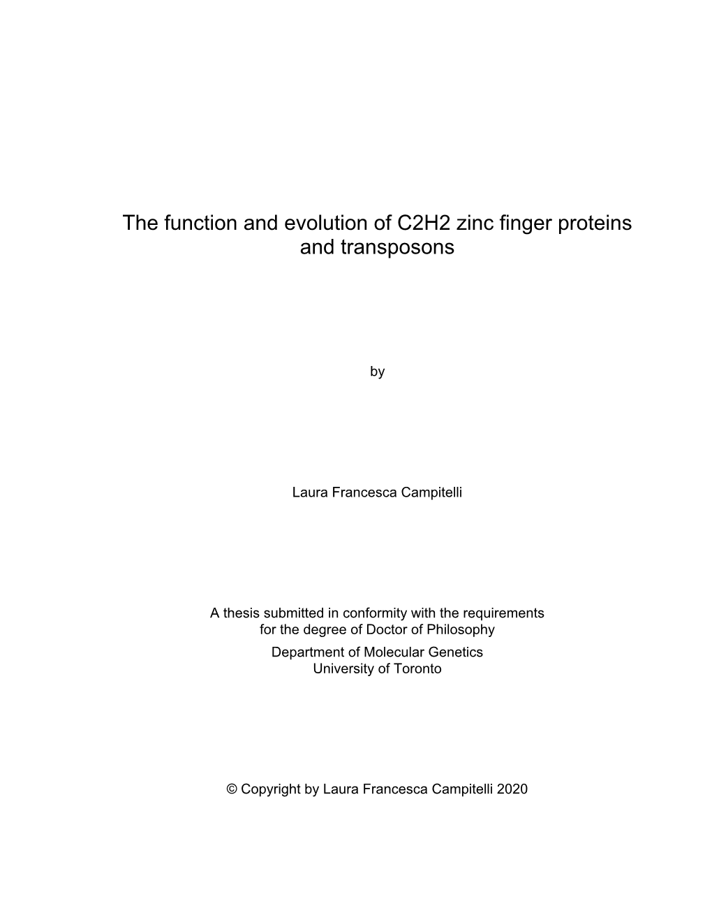 The Function and Evolution of C2H2 Zinc Finger Proteins and Transposons