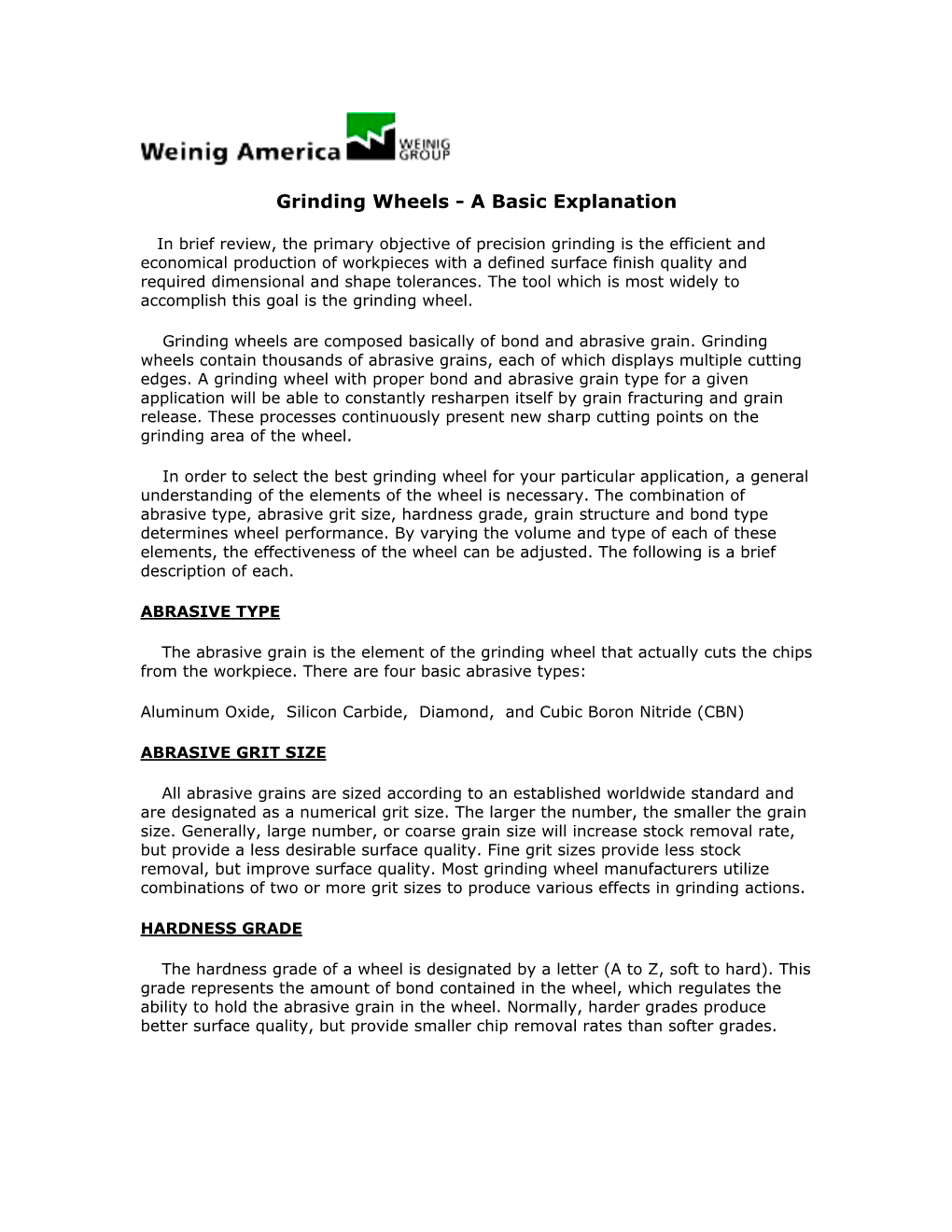 Grinding Wheels Basics