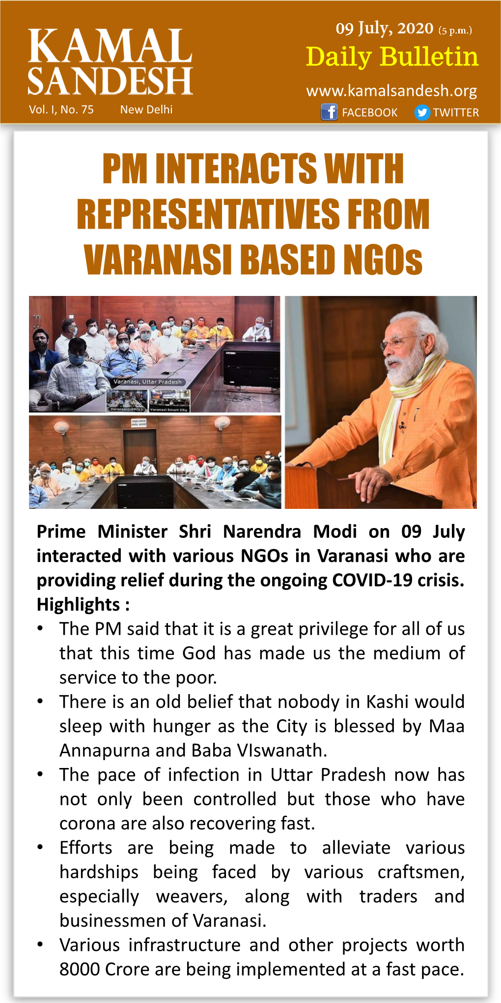 PM INTERACTS with REPRESENTATIVES from VARANASI BASED Ngos