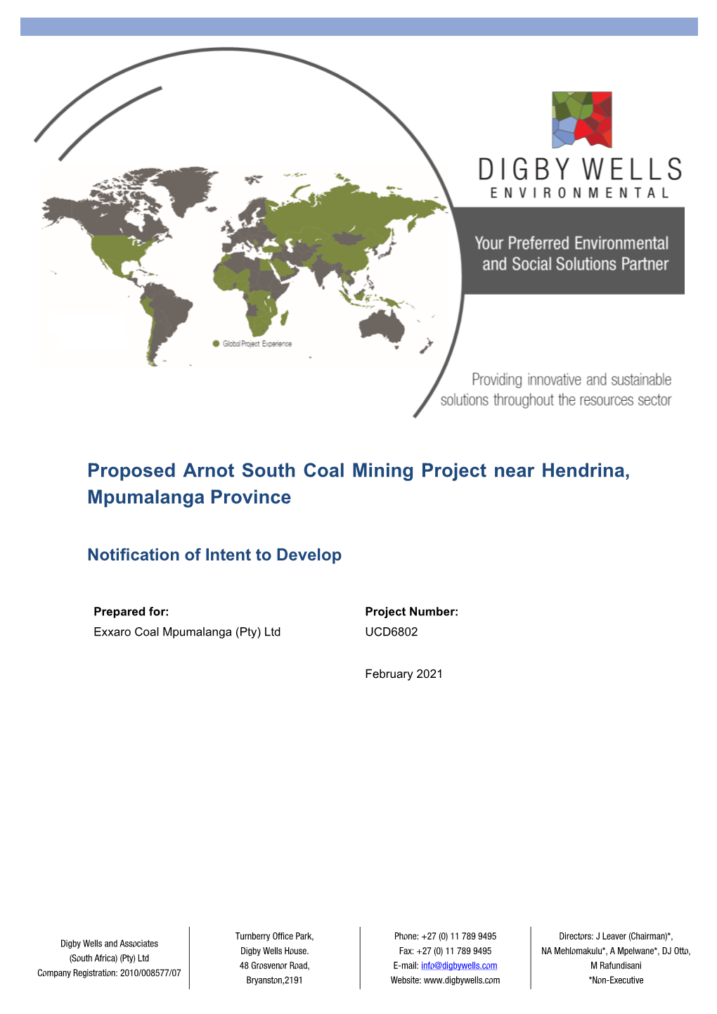 Proposed Arnot South Coal Mining Project Near Hendrina, Mpumalanga Province