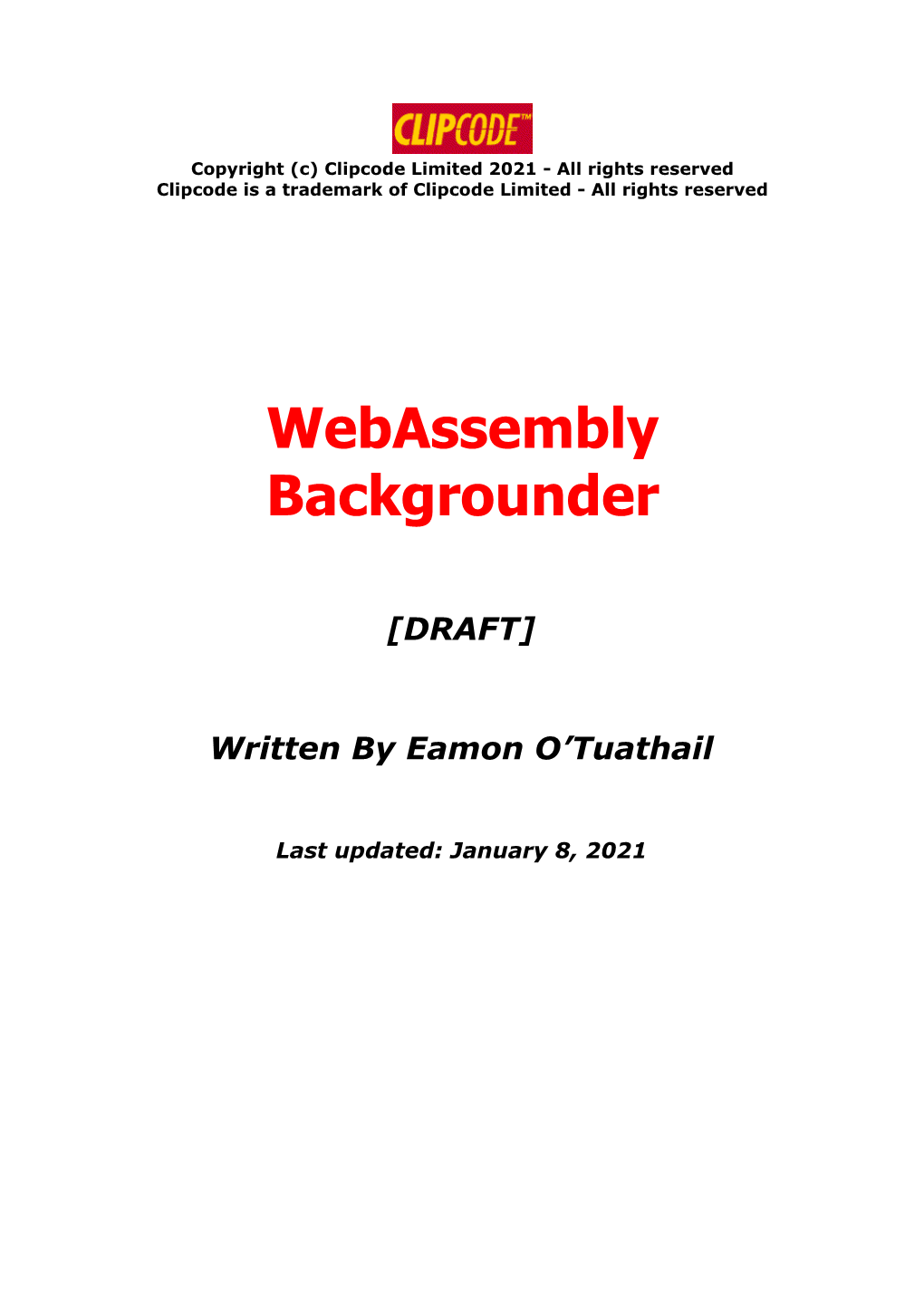 Webassembly Backgrounder