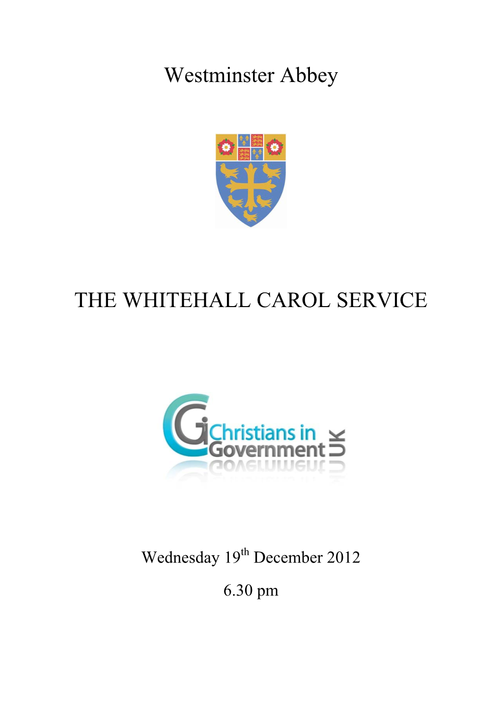 Westminster Abbey the WHITEHALL CAROL SERVICE